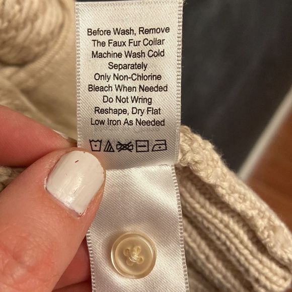 Cold water creek zipper cardigan with removable faux fur collar - Picture 8 of 13